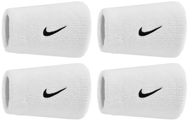 나이키 스우시 더블와이드 손목밴드, 4개, 화이트+화이트 - 쿠팡