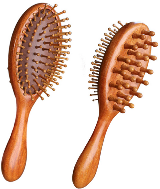 오일일 샌달우드 양면 헤어브러쉬 두피괄사 마사지 빗, 1개, 원목