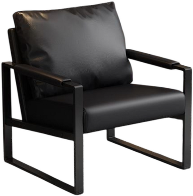 지누아 1인용 가죽 소파 푹신하고 편한 쇼파 업소용 카페의자, 미디엄블랙