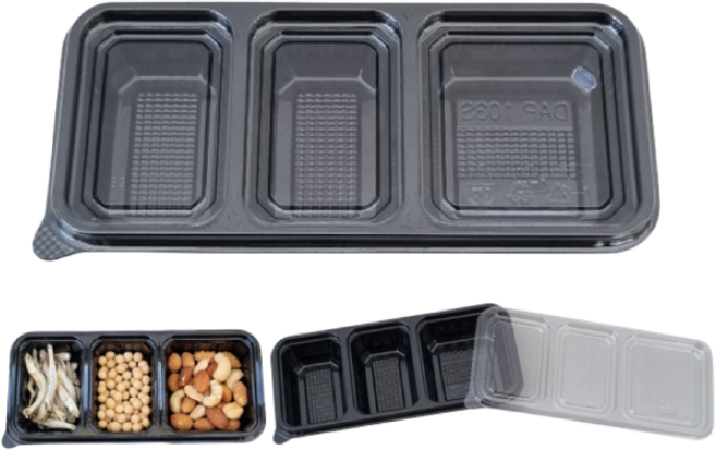 (맞춤팩) 일회용 3칸 반찬 소스용기 세트, 1개, 300세트