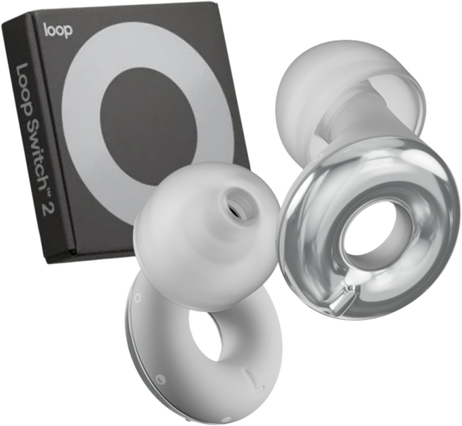 Loop 룹 이어플러그 스위치 2 층간 소음 수면 소음방지 귀마개, 1개, 실버