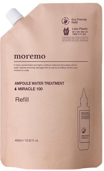 모레모 미라클 100 손상모 탈모증상완화 기능성 멀티케어 앰플 워터 트리트먼트 리필용, 400ml, 1개