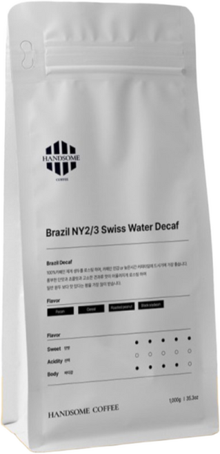 핸섬로스팅하우스 디카페인 브라질 원두1kg 홀빈 (100%디카페인), 2개, 1kg, 홀빈(분쇄안함)