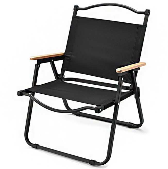 블랙메탈 프레임 휴대용 감성 캠핑의자, 블랙 대형, 1개