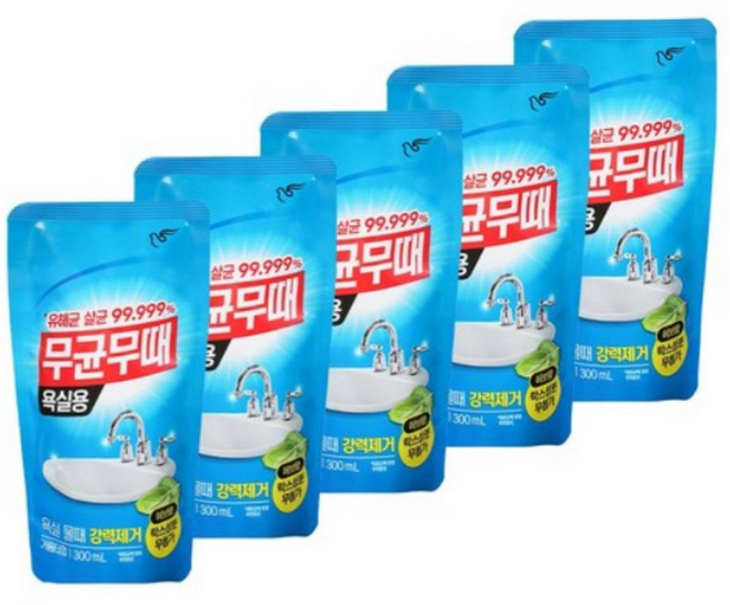 피죤 무균무때 욕실용 300ml (리필용), 5개