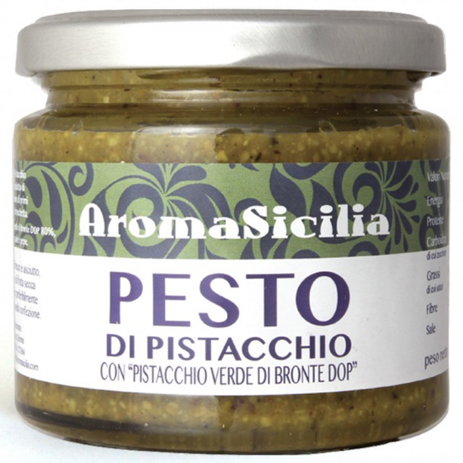 "전세계 1% 피스타치오" 80% 빵 크래커 요리에 페스토 이탈리아 브론테 DOP [아로마 시칠리아] 스프레드, 190g, 1개