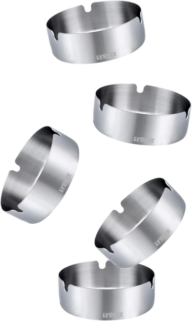 LYRHIX 업소용재떨이 업소용재털이 평탄도스테인리스재떨이 모던룸그래픽미니멀리즘재떨이 레스토랑바카페에적합한5가지팩으로집안의다양한공간에어울립니다 크리스마스 선물, 5개, 실버