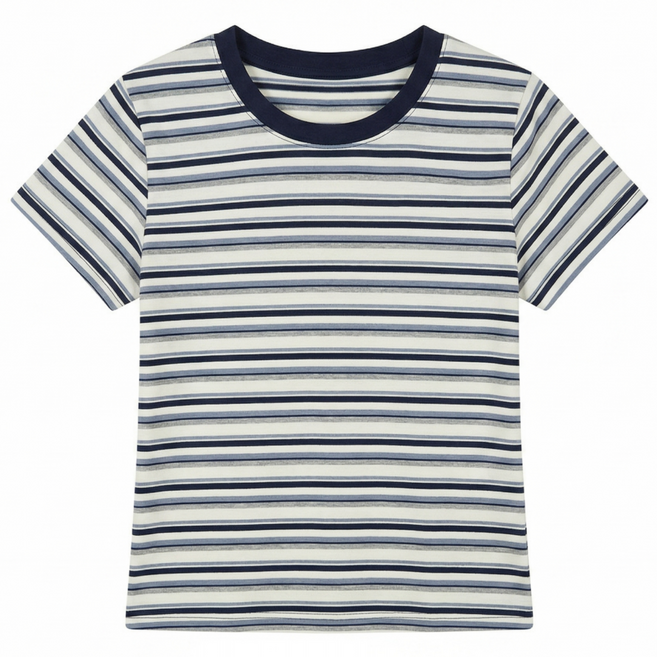 스마트플라이 여성 스트라이프 반팔 티셔츠 캐주얼 데일리 라운드넥 슬림핏 티