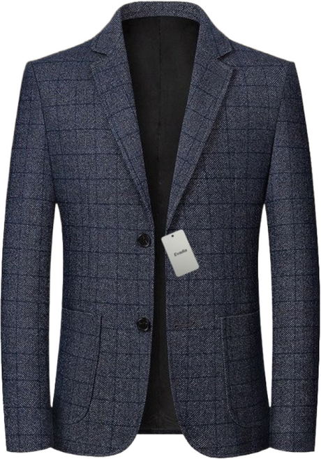 Zenaris 중년 남자 블레이저 카라넥 정장 자켓 체크 캐주얼 아우터 재킷