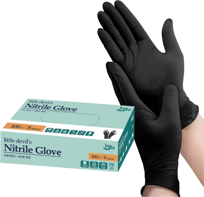 영앤스마트 리틀데블스 니트릴장갑, 블랙, M, 1개