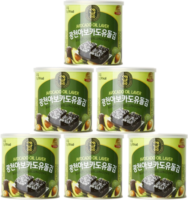 광천 해달음 아보카도유 캔김 35g 돌김 6개 도시락김 4g 12개