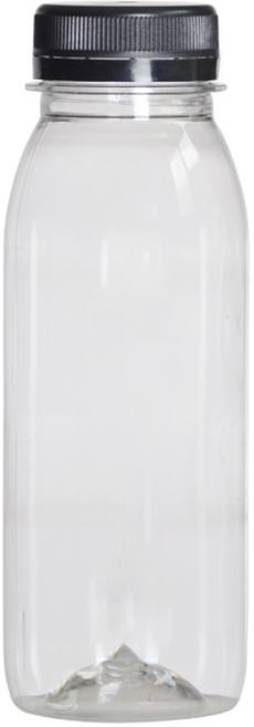 일자 음료 페트 공병 + 블랙 캡 세트, 45개, 210ml