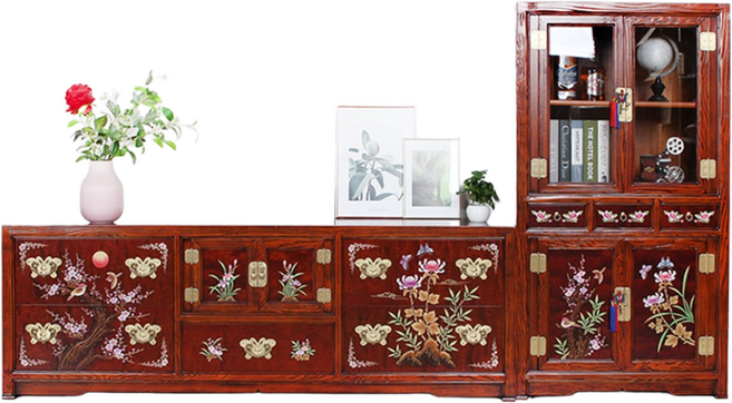 다한수제고가구 원목 매화 서랍 거실장 세트 2550 엔틱