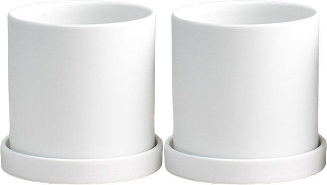 1+1 모던 무광 원형 도자기 화분+받침세트 2P, 1개