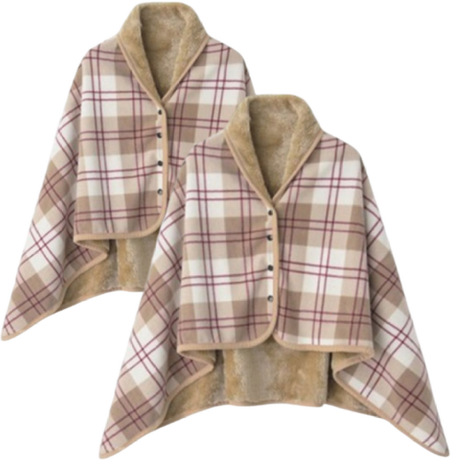 [1+1] 스마일리 겨울 똑딱이 극세사 무릎 담요 차량용 사무실 밍크 망토