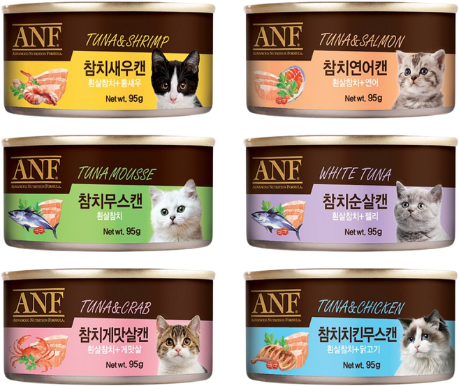 ANF 고양이 캔 간식 Mix 버라이어티팩 총 24개 콤보 구성 / 참치 게맛살 무스 새우 순살 연어 가리비 치킨, 1개