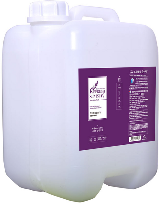 리프레시숨쉬다 녹차수 강력 담배 섬유 냄새제거 복숭아향 탈취제 방향제, 1개, 20L