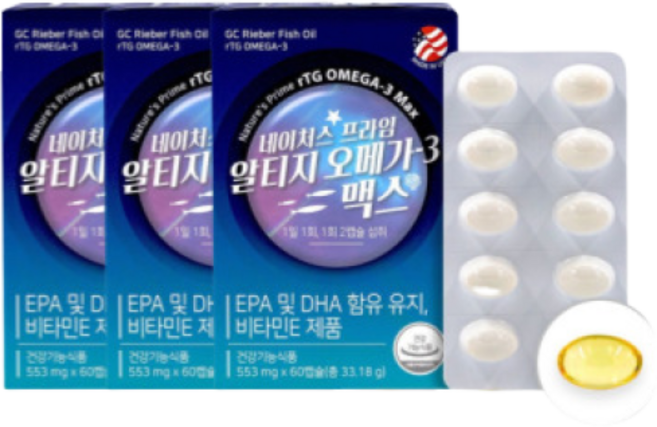 네이처스프라임 알티지 오메가3 맥스 33.18g, 60정, 3개