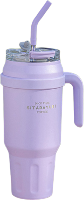 FOCUS 빅메가1400ML 초대용량 텀블러 듀얼음수 이중진공 빨대 보온 보냉 스텐 콜드컵, SITARAYURI1400텀블러-퍼플, 1개