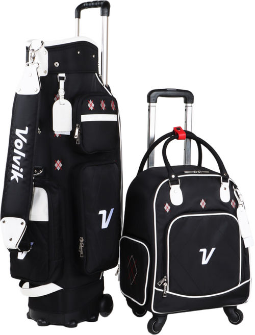볼빅 아가일 여성 바퀴형 캐디백세트 VBCP, 블랙