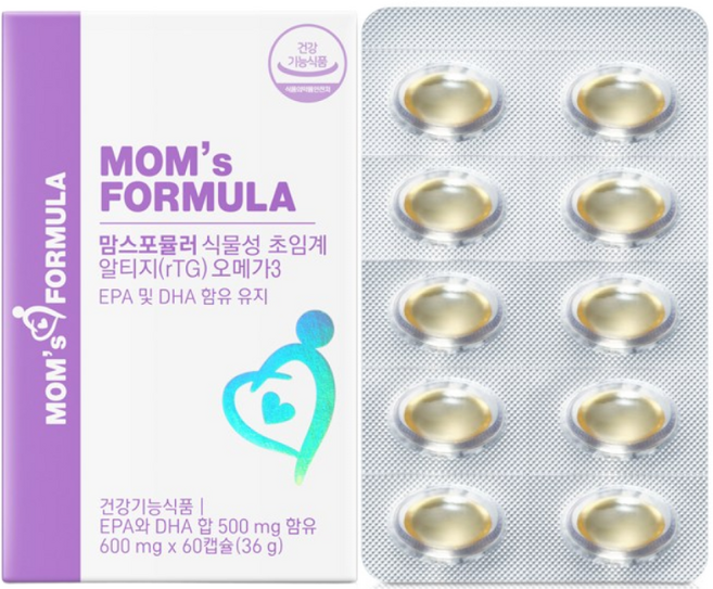 맘스포뮬러 식물성 초임계 알티지 rTG 오메가3 미니캡슐 DHA 2개월분, 1개, 60정