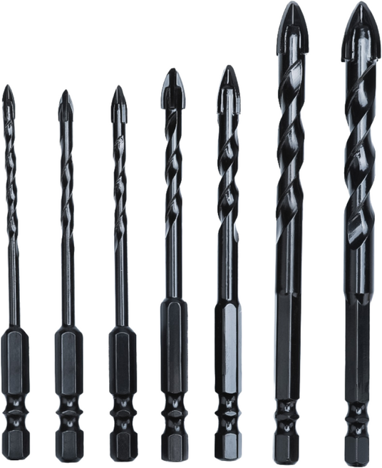 4날 만능 드릴비트 다용도 비트 타일 유리 콘크리트 철판, 7pcs 3.4.5.6.8.10.12, 1세트