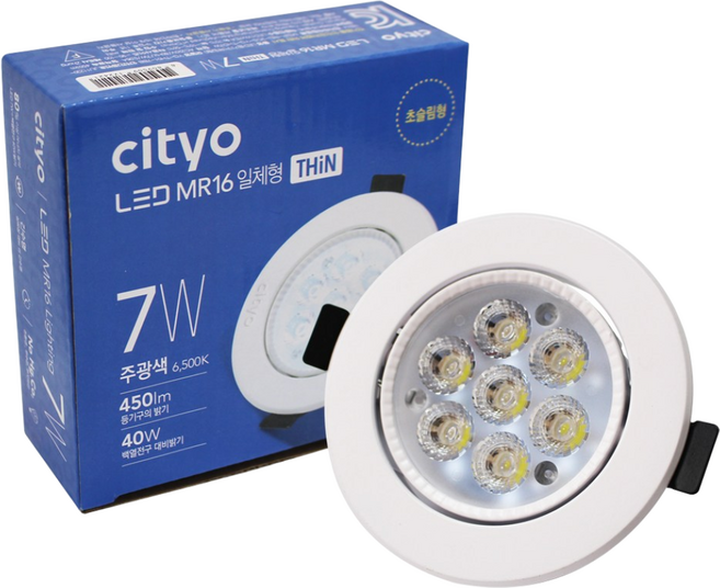 씨티라이팅 LED MR16 할로겐 3W 5W 7W, 주광색, 1개, L4.씨티 MR일체형 LED7W
