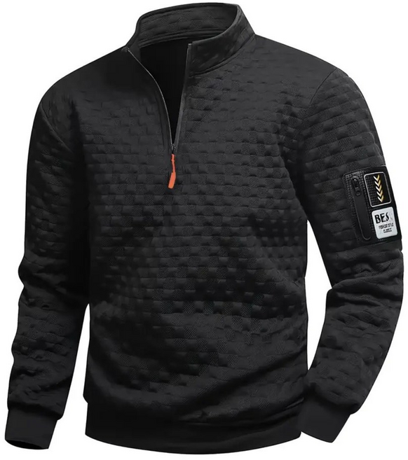 남성용 와플 하프집업 니트 트렌디함과 보온성 동시에