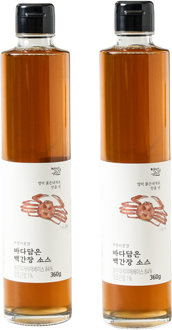 부엉이곳간 바다담은 백간장 2병 국내산 붉은대게 무첨가 만능간장 360g, 2개, 300ml