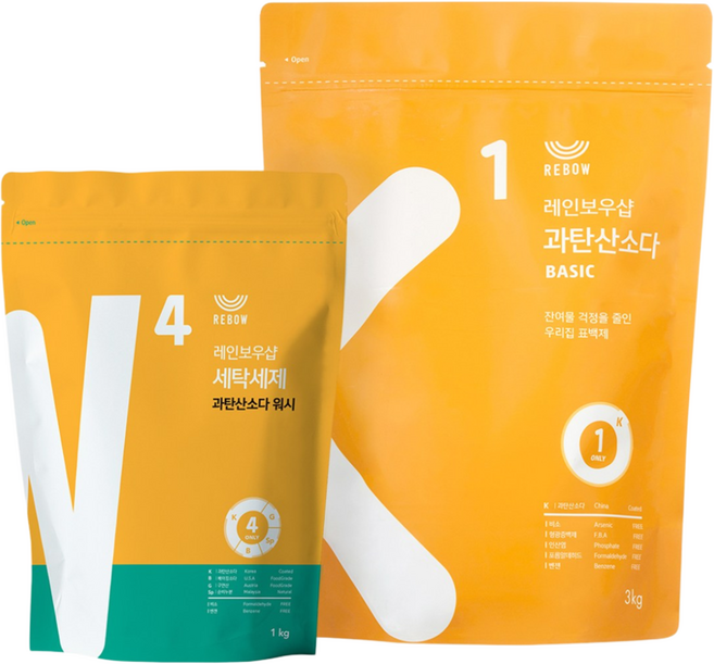 레인보우샵 올인원 표백 세탁세제 세트, 2세트, 4kg