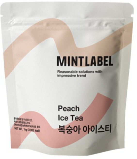 민트라벨 복숭아 아이스티 파우더 | 달콤 상큼한 피치 아이스티 원액 대용 | 대용량 음료 가루, 11개, 1kg