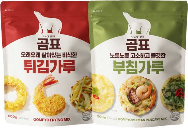 곰표 튀김가루 + 부침가루 지퍼백 구성, 1kg, 2개