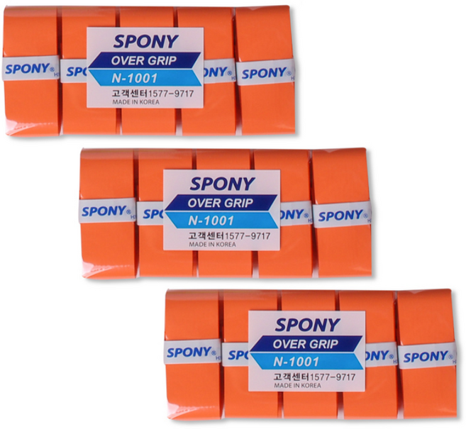 스포니 배드민턴 테니스 소프트핏 오버그립 테이프 10P, 오렌지, 3개