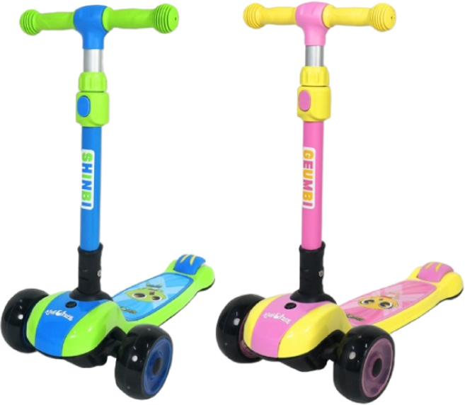 CJ ENM 신비아파트 신비 금비 LED 접이식 킥보드 어린이 씽씽이, 핑크(금비), 1개