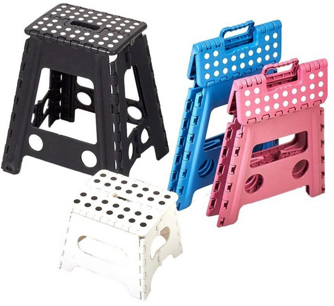 할메이드 플라스틱 접이식 의자 휴대용 캠핑의자 보조 스툴, 특대-화이트