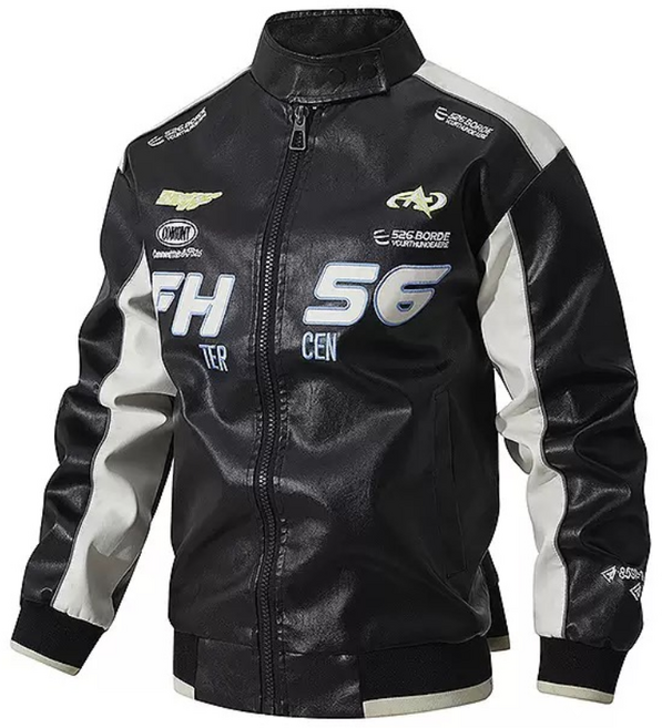 더킹맨 남성 봄 가을 세련된 바이크 라이더 가죽 자켓, 2XL, 블랙BK