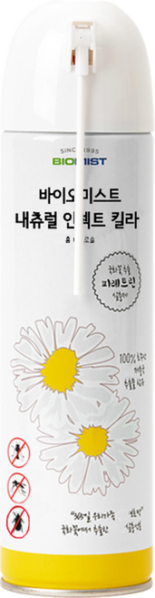 바이오미스트 내츄럴 인섹트 킬라 홈 에어로솔 살충제 스탠다드 무향, 500ml, 1개