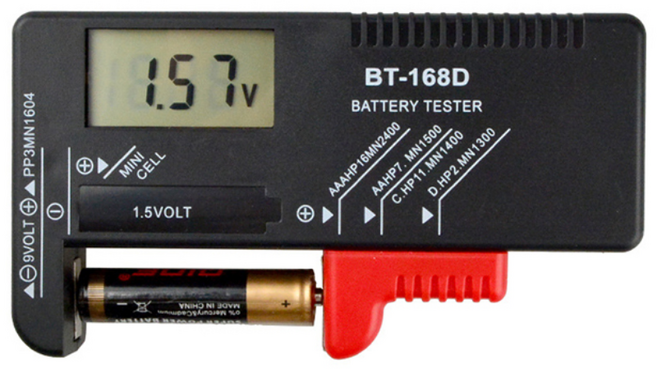 배터리 잔량 측정기 테스터기 건전지 AA AAA 9V 수은전지 LCD형 고급형 전압 전류 디지털 리튬이온 충전지 필수품, 배터리테스터기LCD형, 1개