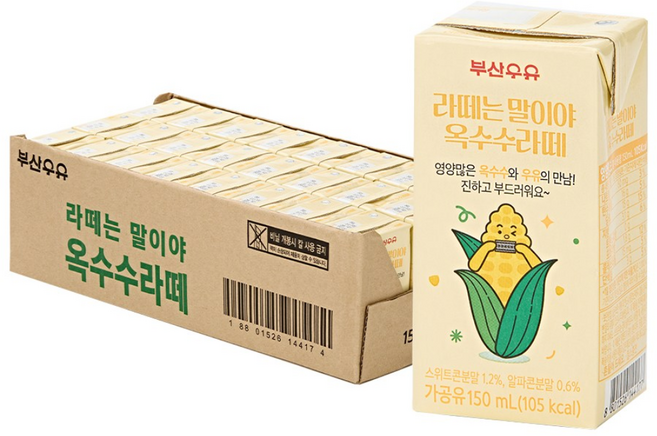 부산우유 옥수수라떼, 24개, 150ml
