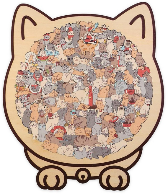 토이토 인테리어 받침대 넘버링 동물 원목 퍼즐, 1개, 고양이