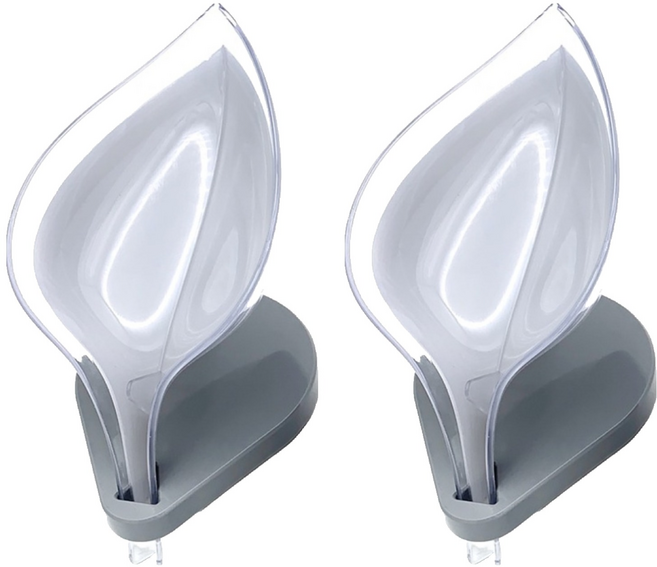 나뭇잎 비누 받침, 그레이, 2개