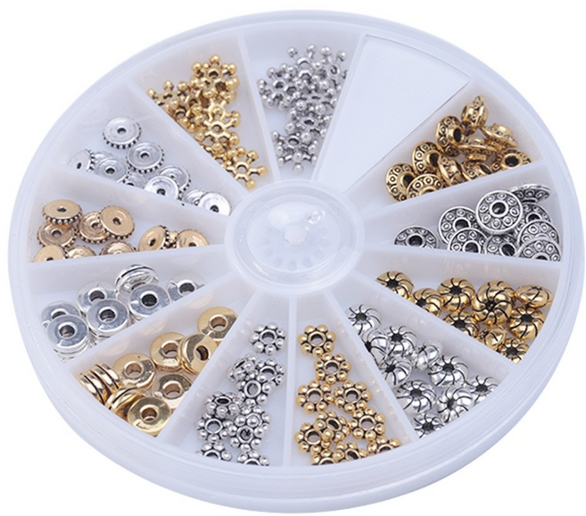 [루앤블리] 비즈 금속 스페이서 목걸이 팔찌 주얼리 마스크스트랩 만들기 공예용 DIY 실버색 골드색 set, 1개