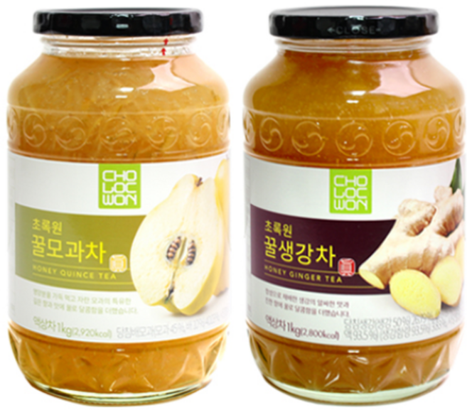 초록원 꿀모과차1kg +꿀생강차1kg, 2병
