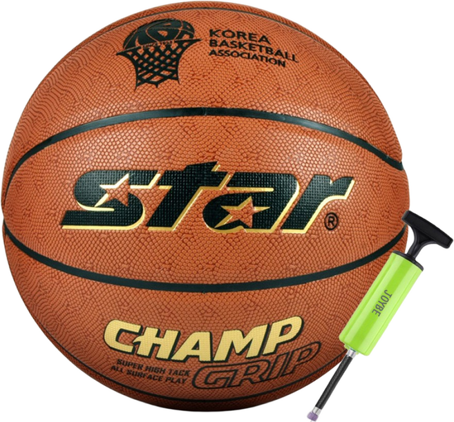 STAR 스타 농구공 챔프 그립 CHAMP GRIP BB4657, free + JOYBE 공펌프, 1개