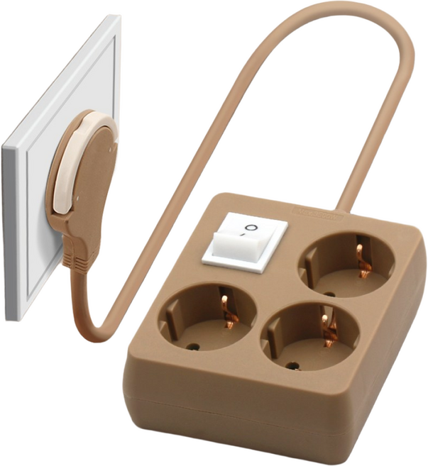 비맥스 미니 사각 납작 멀티탭 고용량 3구 공간활용 인테리어 콘센트, 1개, 샌드베이지, 50cm