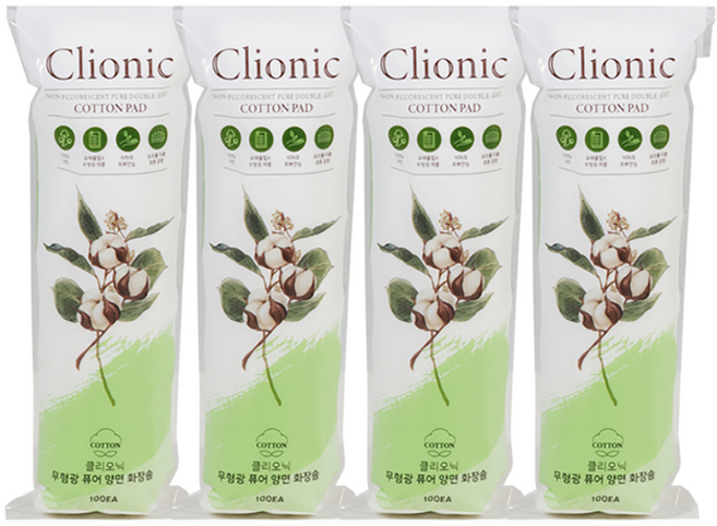 클리오닉 무형광 퓨어 양면 화장솜, 100개입, 4개