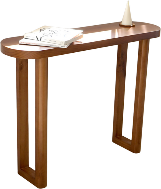 타원 원목 콘솔 테이블 800, 월넛