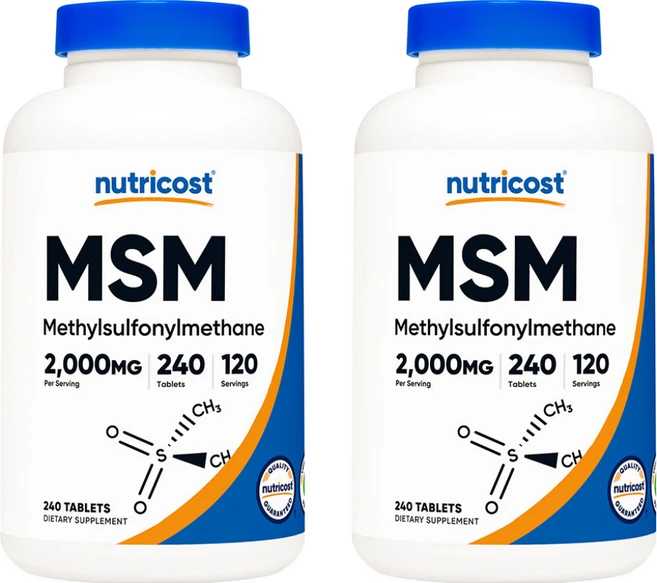 Nutricost MSM 뉴트리코스트 식이유황 2000mg 240타블렛 2팩, 2개, 240정 - 쿠팡