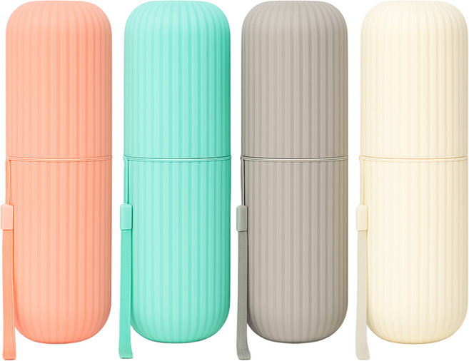 리빙캔버스 여행용 칫솔 케이스 4색세트 분리형 휴대용 양치컵 위생 보관용기