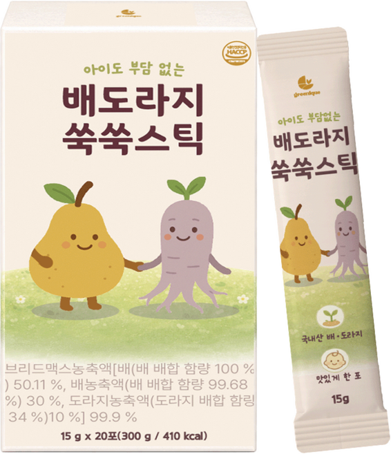 그리닉 배도라지 쑥쑥스틱 물타지않는 원액 스틱, 60개, 15g